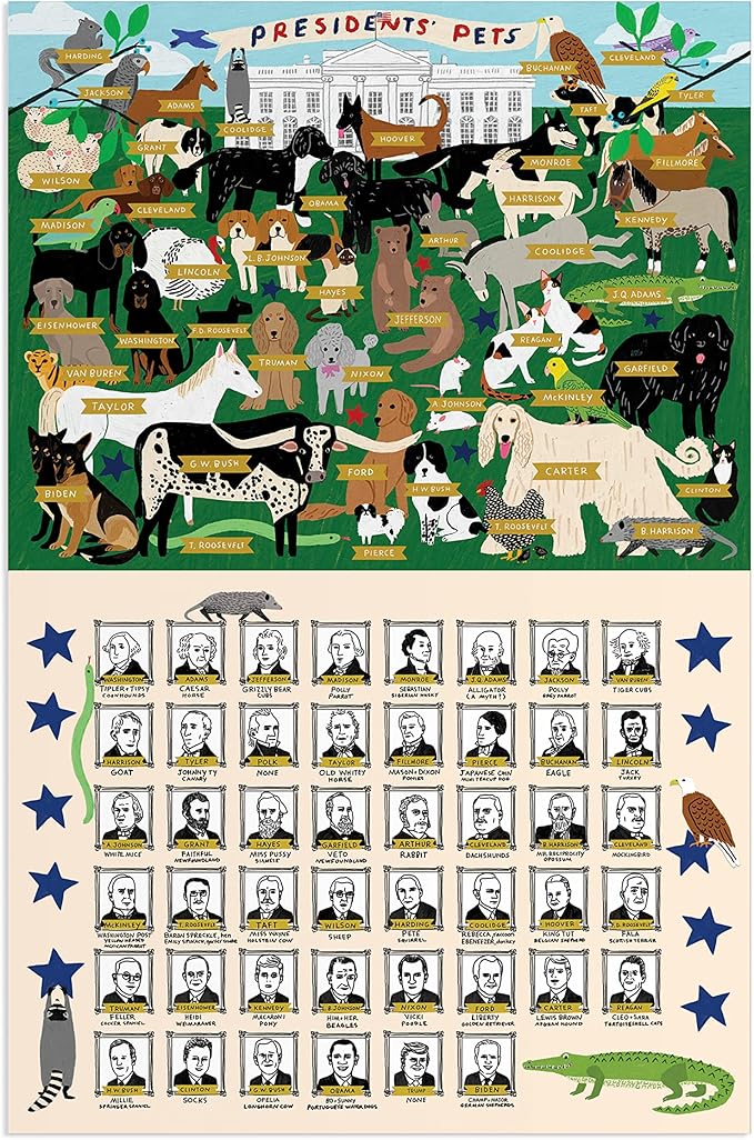 Galison Presidents' Pets 2000 Piece Puzzle from Galison - Difficult Jigsaw Puzzle Featuring Pets That Have Lived in The White House, Thick and Sturdy Pieces, for The Puzzler in Your Life!