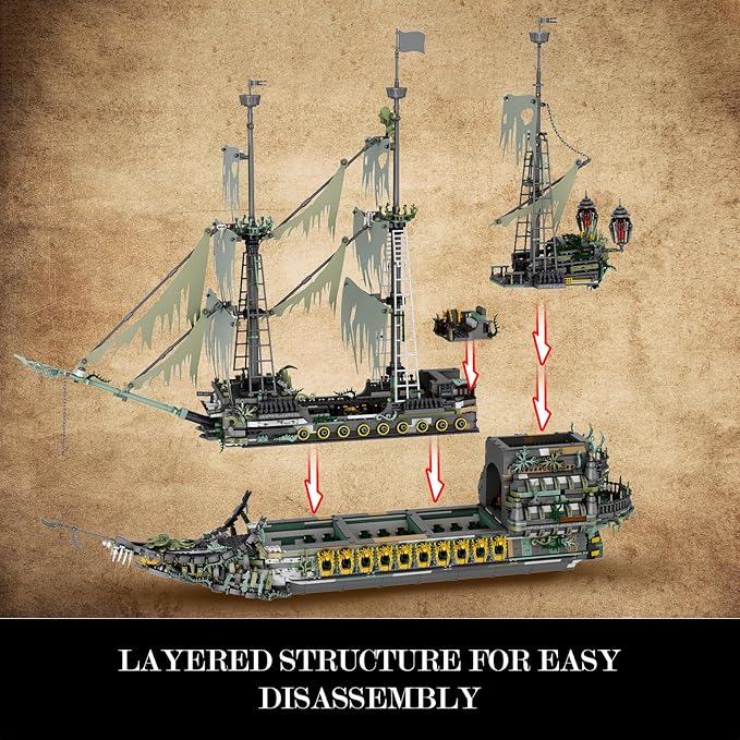 JMBricklayer Pirate Ship Building Set for Adults - Ghost Ship Flying Dutchman Model, 5865 Pieces