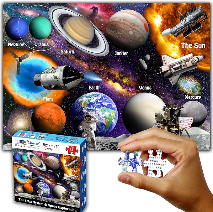 Think2Master Solar System & Space Exploration 250 Pieces Jigsaw Puzzle Great Puzzle for Teens, Adults, Seniors. Great Gift with Larger Pieces. 14.2” X 19.3”