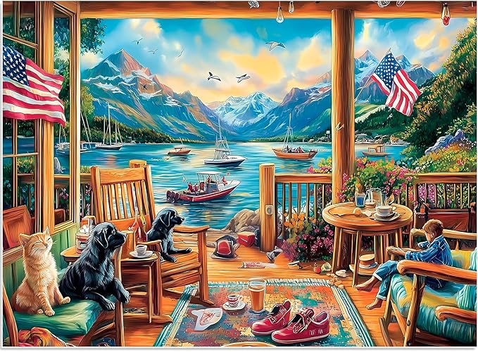 Puzzles for Adults 500 Pieces, Jigsaw Puzzles 500 Pieces for Adult Dog Landscape Jigsaw Puzzle Adult Recycled Cardboard Puzzle Game Family Activity Nights Birthday Gift Seniors 20.5x15inch