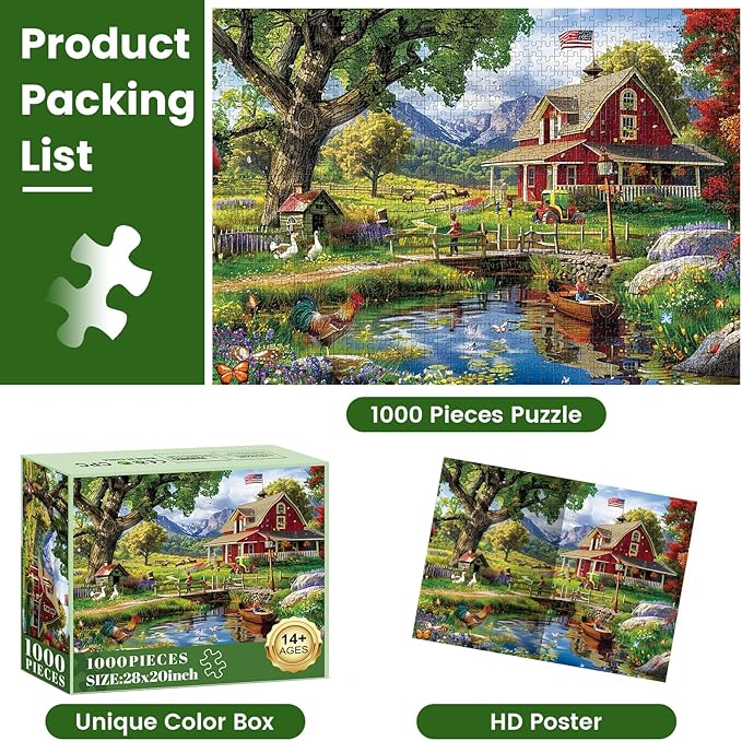 1000 Piece Puzzle for Adults - Country Clubhouse Puzzle for Adults Children - Recycled Paper Jigsaw Puzzle 1000 Pieces - Fun and Challenging Family Game Great Gift Idea, 28 * 20 in
