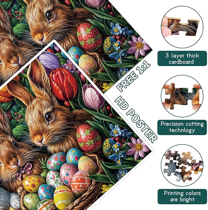 Easter Egg Puzzles for Adults 500 Piece, Jigsaw Puzzles for Adults, Adult Challenging Game Toys, Impossible Puzzle, Family Decoration, Educational Easter Egg Puzzle