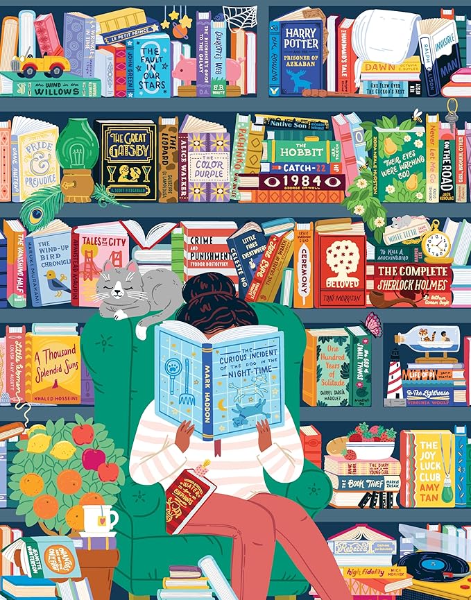 Ridley's: 50 Must-Read Books Bucket List 1000-Piece Puzzle - Unique Art Style for Book Lovers - Library or Office Décor After Completion