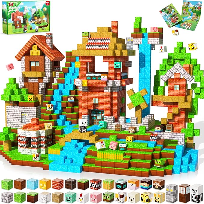 300 PCS Magnetic Blocks - Magnetic Building Blocks Cubes, Magnet Toys for Kids Age 3+, Toy Building Set for Kids, Magnets Stacking Construction Easter Birthday Gifts for Boys Girls Age 4-8, 8-12