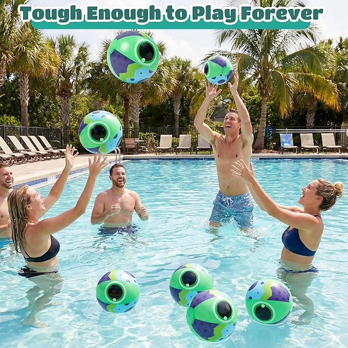 12 Pack Beach Ball Set, Reusable Colorful Inflatable Ball with Vacuum Storage Bag for Pool Party, Beach Games