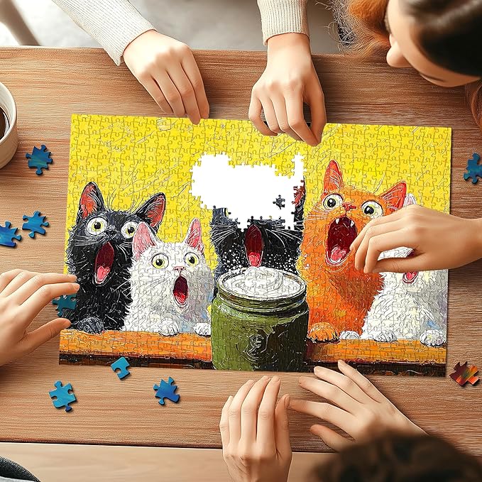 1000 Piece Cat Jigsaw Puzzle for Adults, Funny Surprised Kitten Arround Milk Can Scene, Unique Artistic Decoration & Stress Relief Activity, Gift for Cat Lovers & Puzzle Enthusiasts