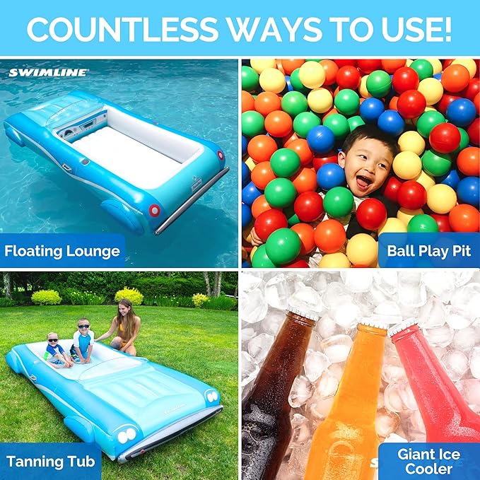 SWIMLINE Inflatable Swimming Pool Float Lounger Raft Mattress, Fun Mat, Classic Convertible, Blue