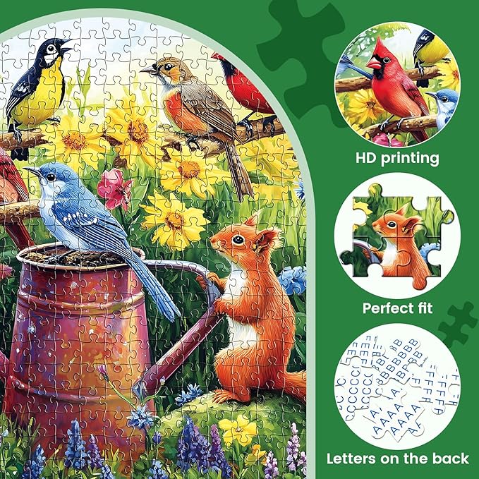 500 Piece Puzzles for Adults, Flowers Garden Puzzles, Birds Squirrels Jigsaw Puzzles 500 Pieces, Challenging Jigsaw Puzzles, Great for Birthday Party Gathering, Finished Size is 20.5 x 15 in