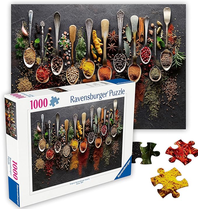 Ravensburger - Spices from All Over The World - 1000 Piece Jigsaw Puzzle - Enticing, Vibrant Spices from Around The Globe - Fresh & Dried - Ideal Gift - Frameable Art - Puzzles for Adults