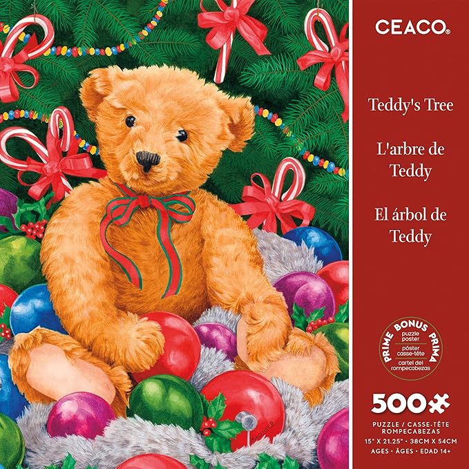 Ceaco – Marilee Carroll Teddy's Tree - 500 Piece Jigsaw Puzzle Colorful Puzzle for Adults – Precision-Cut Pieces, Beautiful Artwork, and Hours of Relaxing Fun