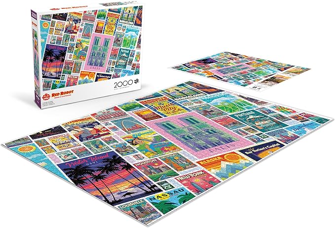 Buffalo Games – Vintage Posters 2000 Piece Jigsaw Puzzle Colorful Puzzle for Adults – Precision-Cut Pieces, Beautiful Artwork, and Hours of Relaxing Fun