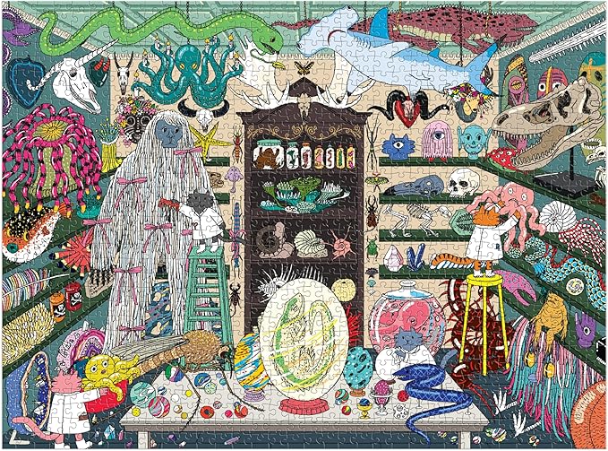 Galison World of Curiosities – 1000 Piece Jigsaw Puzzle Featuring Humorous Illustrations of A Spooky Shop Scene