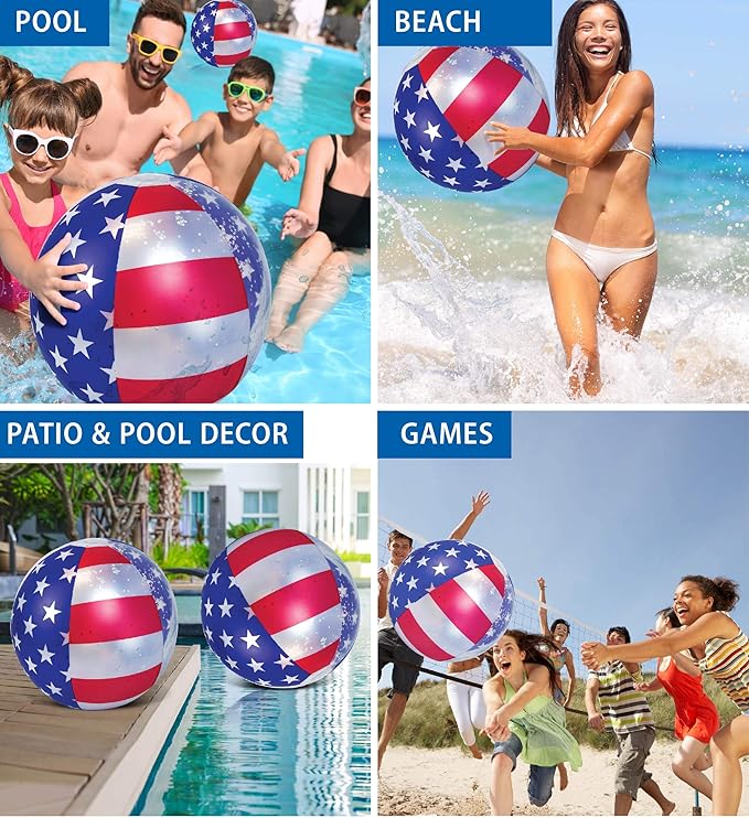 POZA Inflatable USA Pool Float - Luxurious Fun Lounger Filled with Sparkle Silver Stars Confetti, Cool USA Flag Design Water Swimming Pool Floaties for Beach, Lake & Pool
