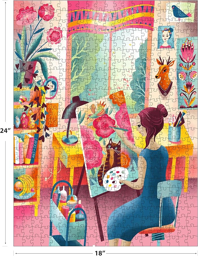 RoseArt - Vertical Visions - Art Studio - 500 Piece Jigsaw Puzzle - Vibrant Artist Studio Puzzle for Adults