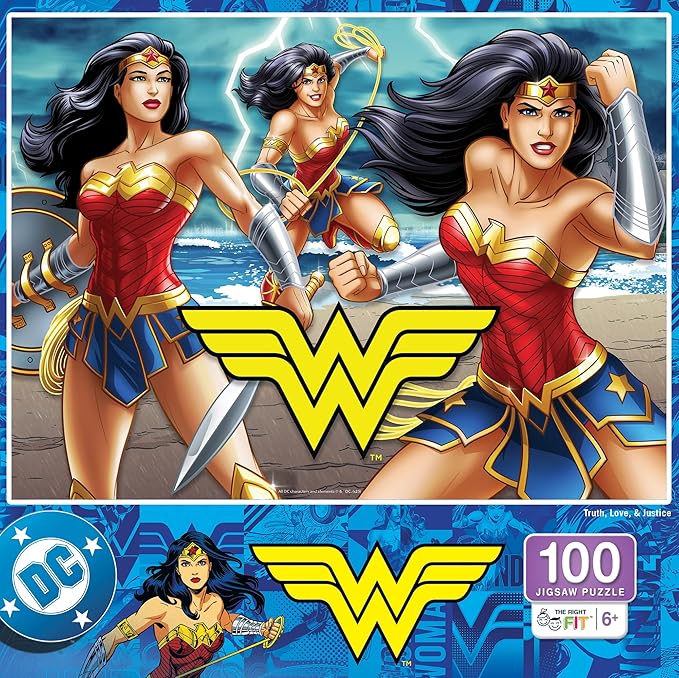 MasterPieces 100 Piece Jigsaw Puzzle for Kids - Wonder Woman - Truth, Love, & Justice - 14"x19"