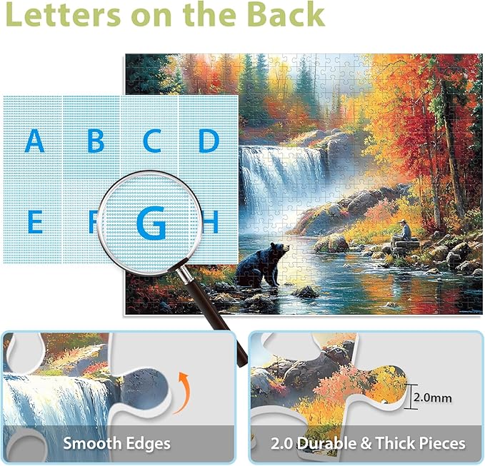 500 Piece Puzzle for Adults, Bear Fall Landscape Puzzle for Teen Adults,Recycled Paper Unique Fun Jigsaw Puzzle 500 Piece,Challenging Family Game Gift for Friends Men Women Seniors,20.5 * 15In