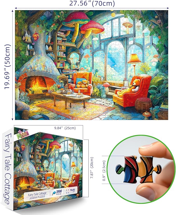 Fairy - Tale Forest Living Room 1000 Piece Puzzle for Adults, Fun Puzzles for Adults 1000 Pieces with HD Print & Poster, 27.5 * 19.7 in Dust Free, for Gifts Halloween Christmas Family Games Lovers