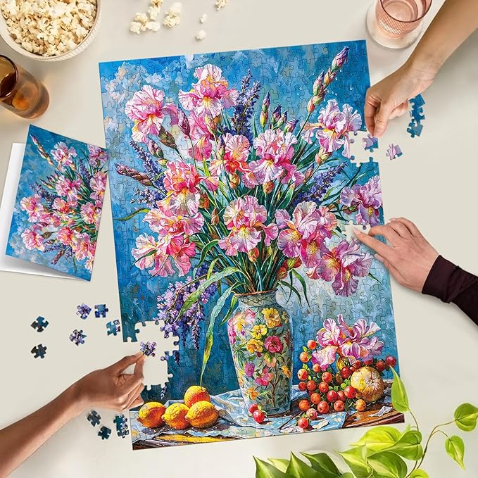 Puzzles for Adults 500 Pieces, Jigsaw Puzzle for Adults, Fun Challenging Family Puzzle -Iris Flowers Puzzles Game, Interlock Perfectly No Dust, Gifts for Easter Parents Mother’s Day