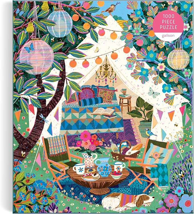 Galison Blooming Escape – 1000 Piece Jigsaw Puzzle Featuring Beautiful Artwork of A Luxurious Camp Scene