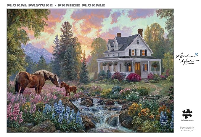 Buffalo Games - Silver Select - Abraham Hunter - Floral Pasture - 1000 Piece Jigsaw Puzzle for Adults -Challenging Puzzle Perfect for Game Nights - Precision-Cut Pieces