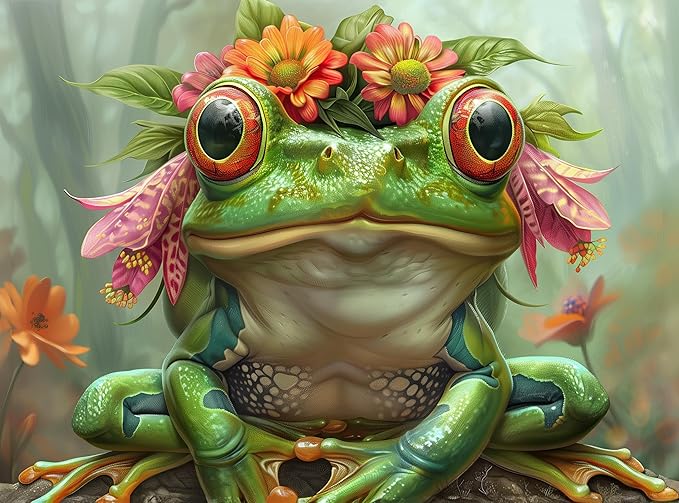 1000 Piece Jigsaw Puzzle for Adults - Cute Spirit Animal Frog Prince - Challenging and Hard Puzzle Perfect for Game Nights - 20x27 inches(Petal Prince)