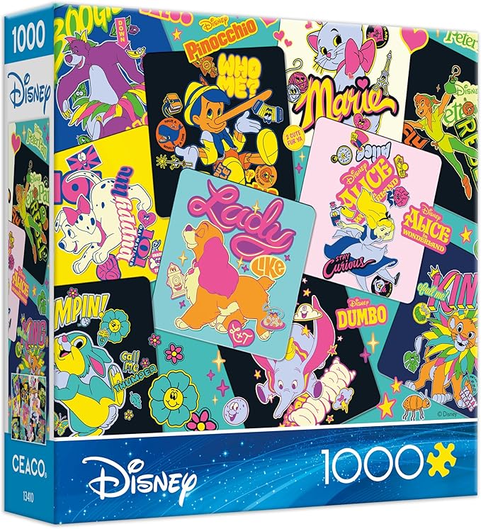 Ceaco - Disney Sticker Collage 1000 Piece Jigsaw Puzzle Challenging and Colorful Puzzle for Adults – Precision-Cut Pieces, Beautiful Artwork, and Hours of Relaxing Fun