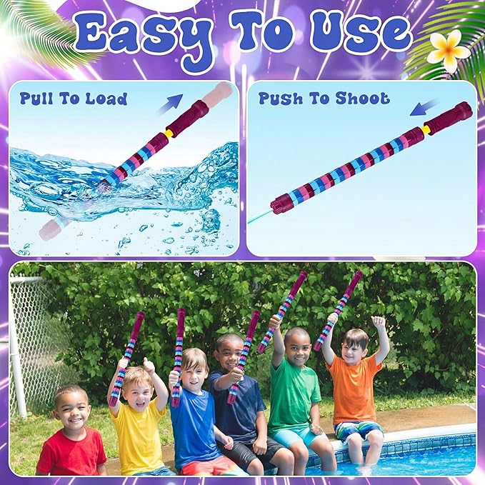 6 Pcs Video Game Party Favors for Kids Water Guns Bulk 15.75" Water Squirters Blaster Shooters for Summer Swimming Pool Beach Cartoon Birthday Gifts Supplies