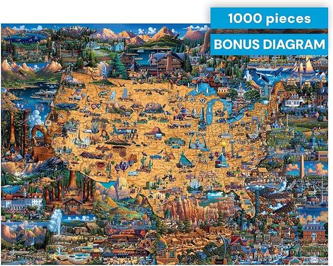 Buffalo Games - Jigsaw Puzzles 1000 Pieces - Dowdle National Parks Map - 1000 Piece Puzzle for Adults - Premium Giftable Foil Box with Reference Poster - Made in USA