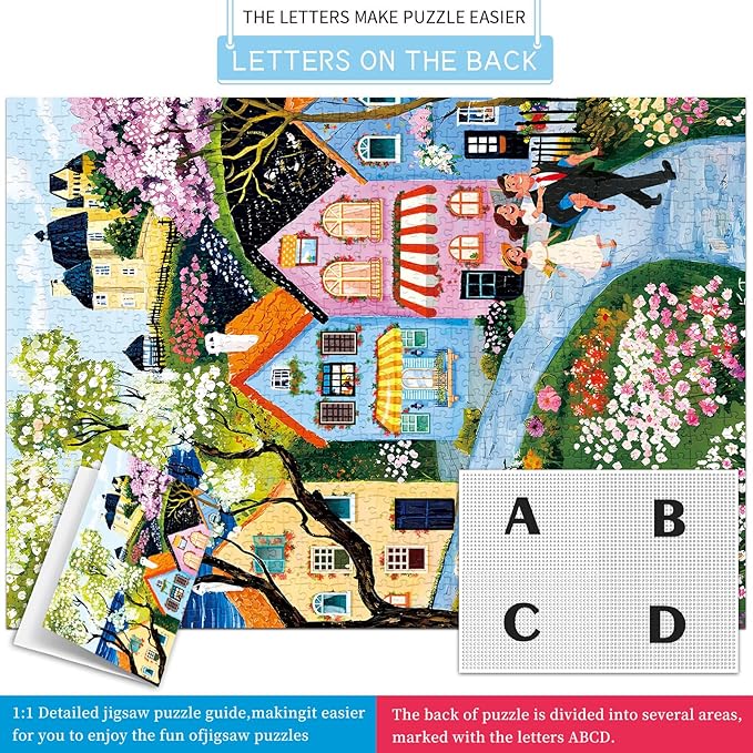 Jigsaw Puzzles for Adults 1000 Pieces, Interlock Perfectly No Dust, Impossible Difficult Hard Fun 1000 Piece Jigsaw Puzzles for Adults-1:1 Poster-Village Stroll