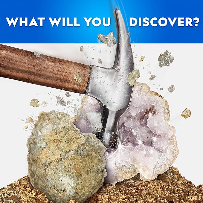 National Geographic Break Open 15 Premium Geodes for Kids - Science Kit with Goggles, Detailed Learning Guide, 3 Display Stands, Great STEM Science Toy & Educational Gift, Easter Basket Stuffers