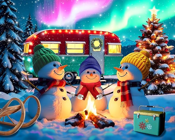Springbok Christmas Campers 500 Piece Puzzle for Adults and Families - Snowmen Love Camping in The Cold