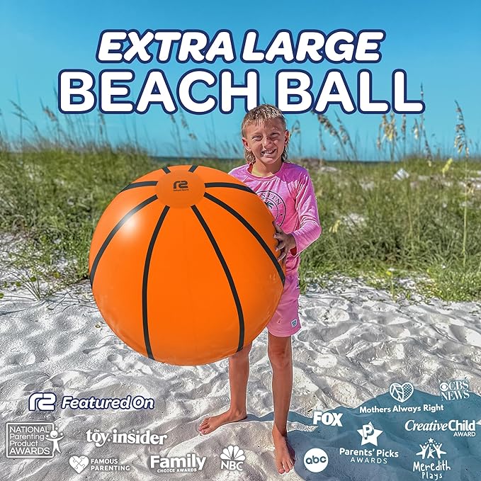 Large Beach Ball - New 8-Panel Design for Enhanced Durability and Ultra Round Shape - Best Big Beach Ball For Kids & Adults - 3X Thickness Material to Withstand Rough Play - Top Pool Party Hit of 2025