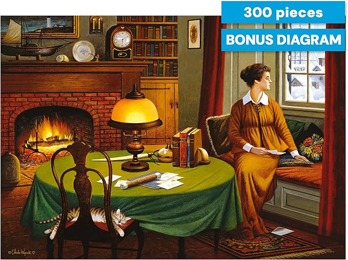 Buffalo Games - Charles Wysocki Wistful Letter 300 Oversized Piece Jigsaw Puzzle Americana Cozy Interior Scene