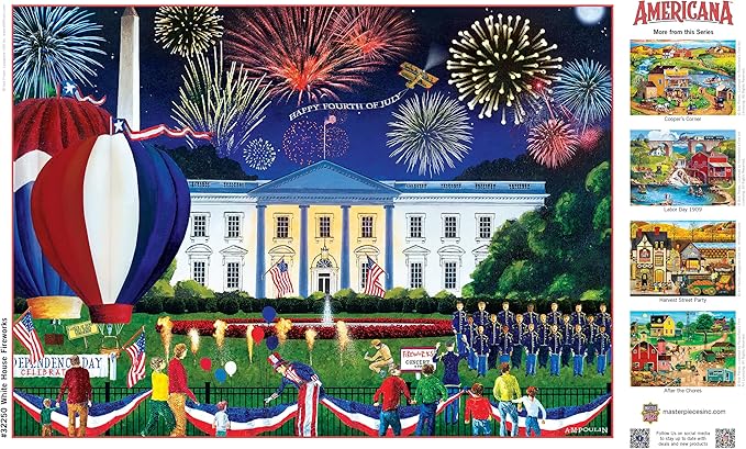 MasterPieces - 500 Piece Jigsaw Puzzle, Large EZ Grip Shapes, White House Fireworks, Fun for Adults, Seniors, Family, Kids, 19.25" x 26.75"