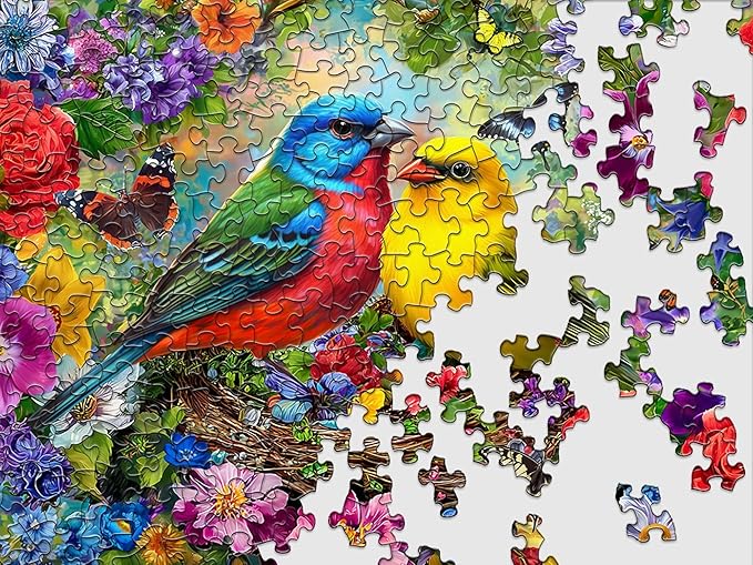 Springbok Spring Birds Serenade 500 Piece Jigsaw Puzzle for Adults - Poster Now Included - Colorful Bird Puzzle - Unique Cut Pieces - Made in USA