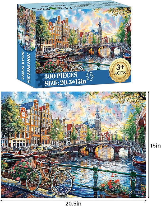 Jigsaw Puzzles 300 Pieces for Adults Bike Puzzles for Kids Ages 8-10 10-12 Puzzle Games 300 Piece Puzzle Recycled Cardboard Puzzles Educational Toys Gift Family