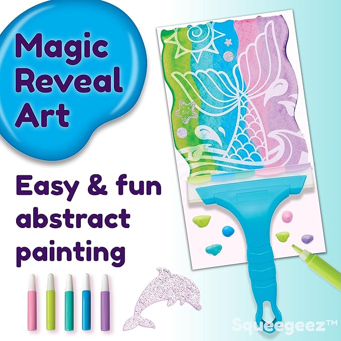 Creativity for Kids Squeegeez Magic Reveal Craft Kit: Mermaid - Dot Painting Art Kits for Kids, Cool Mermaid Gifts for Girls and Boys (Ages 7+)