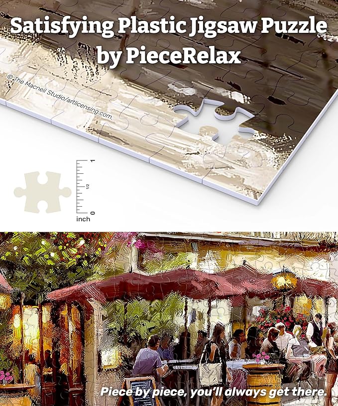 PieceRelax PieceClicks Plastic Jigsaw Puzzle for Adults 1000 Pieces - The Macneil Studio - 1950 Cafe' - 25.2 X 18.9 Inches, Most Satisfying Table Games, No Glue Needed [U1039]