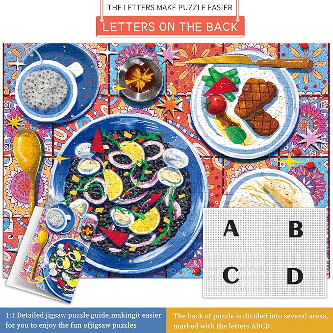 HUADADA Puzzles for Adults 1000 Pieces,Seafood Risotto Jigsaw Puzzles 1000 Piece Puzzle for Adults Family Interactive Game Gift