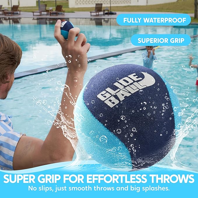 SYNCFUN 4 Pcs Skip Water Balls,Splash Water Bouncing Balls with Mesh Bag, Beach Toys for Kids, Pool Toys for Friends and Family, Fly Swimming Game Adults, Boys,Teens, Great for All Ages