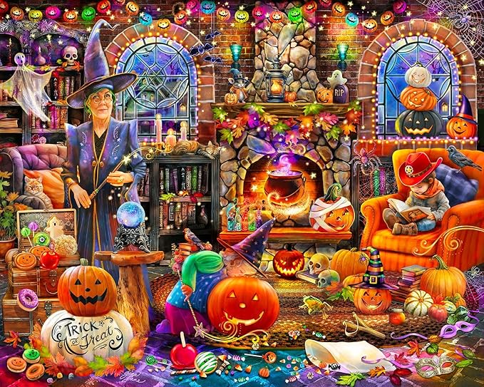 Springbok's Grandma's Halloween Party 1000 Piece Jigsaw Puzzle for Adutls Featues a Whimsical Halloween Scene for Puzzlers of All Ages