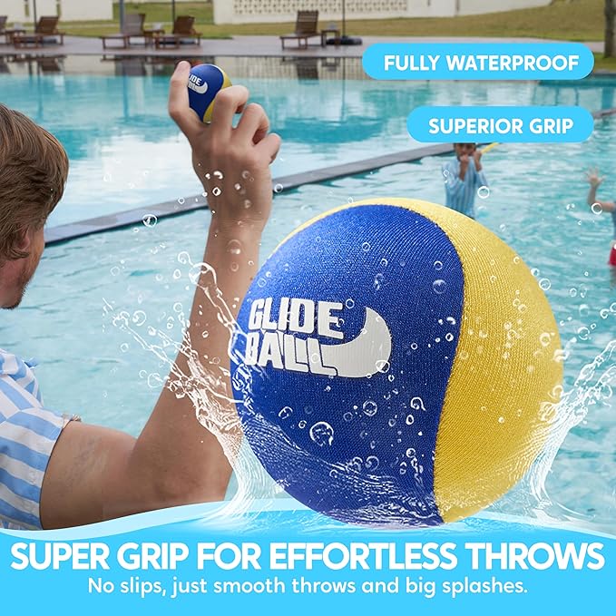 SYNCFUN 4 Pcs Skip Water Balls,Splash Water Bouncing Balls with Mesh Bag, Beach Toys for Kids, Pool Toys for Friends and Family, Fly Swimming Game Adults, Boys,Teens, Great for All Ages