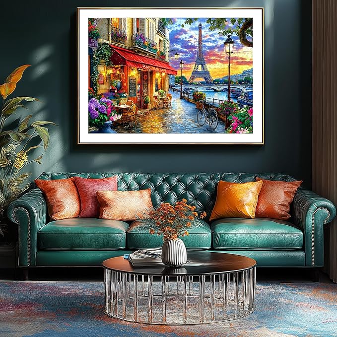 1000 Pieces Paris Twilight Jigsaw Puzzle for Adults - Stress Relief & Family Bonding Game, Scenic Eiffel Tower & Seine River Art, 27.56x19.69 Inches Home Decor