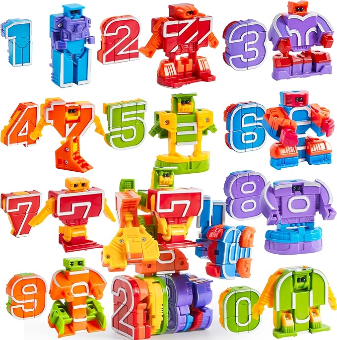 JOYIN 10 Pcs Number Robots Educational Toys, Number Robots, Action Figure Learning Toys, Birthday Gifts for Kids Boys Girls 3 4 5 6 Years Old