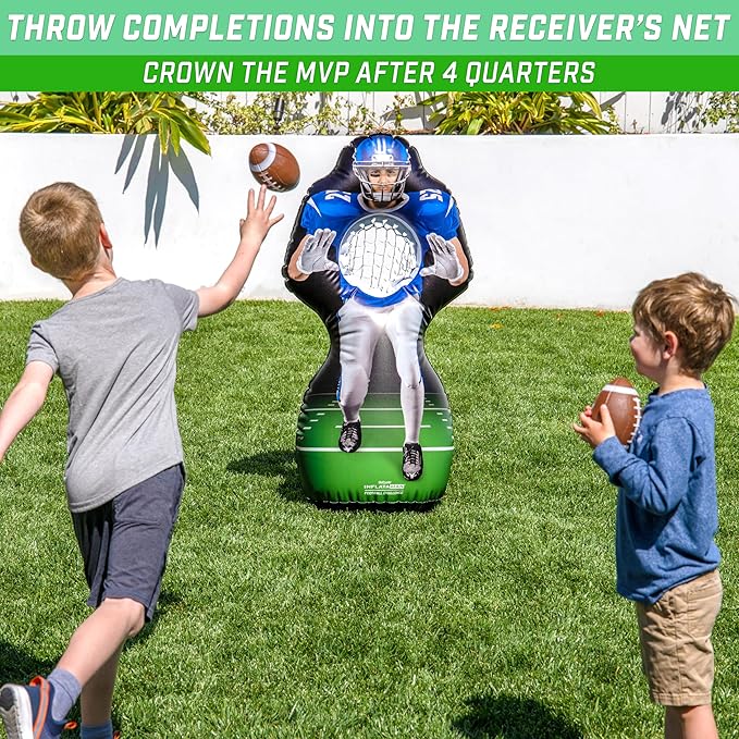 GoSports Football Toss Game for Kids - 4 ft Inflatable Receiver Touchdown Toss Game