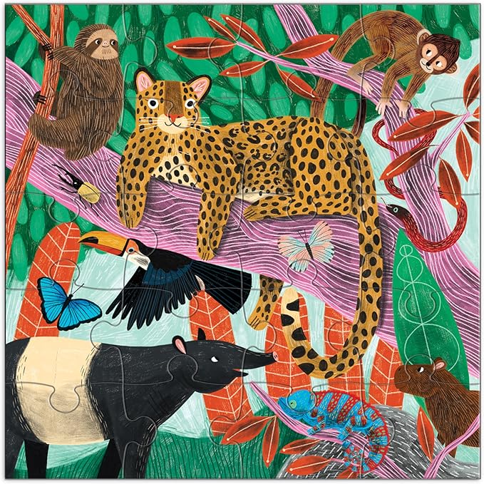 Mudpuppy Jungle & Safari - Tri Fold Magnetic Puzzles Featuring Two 20 Piece Jungle and Safari Themed Artwork