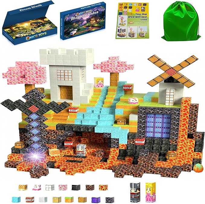 Magnetic Blocks 150PCS Magnetic Cubes Magnet Blocks Stacking Building Cubes Magic Portal Adventure Set STEM Learning Toy for Kids Montessori Sensory Play Educational Birthday Gift Boys & Girls Ages 3+