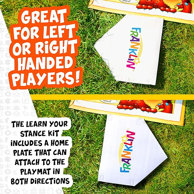 Franklin Learn Your Stance Baseball Set- Perfect for Toddlers and Kids - Includes Bat and Balls - Improve Batting Skills - Outdoor Sports Baseball