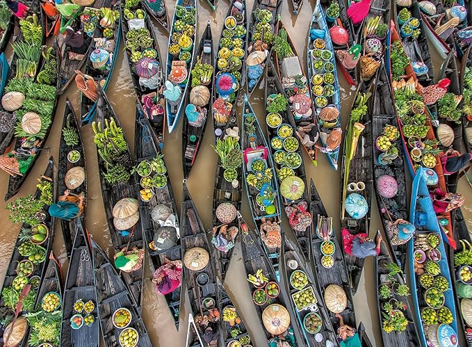 Ravensburger Floating Market, Indonesia 500 Piece Puzzle for Adults