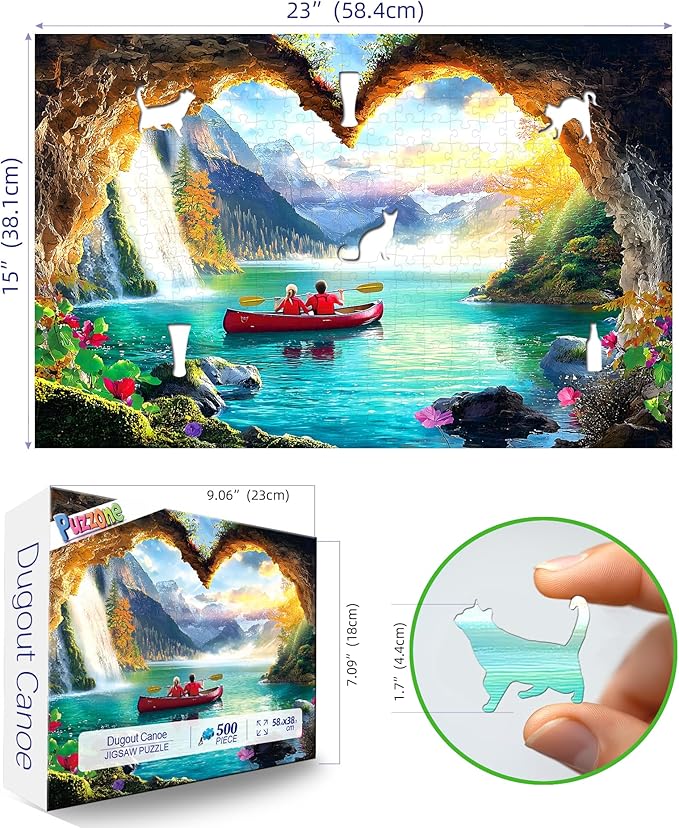 500 Piece Puzzles for Adults, Dugout Canoe - Mountain Scenery, Impossible Hard Difficult Challenging Puzzles for 500 Pieces, Gift for Adults Jigsaw Puzzles Lovers, 23 x 15 inch